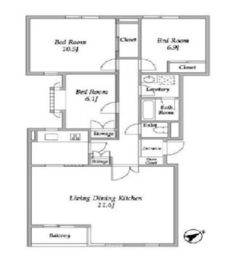 ヒルクレスト上原 201 間取り図