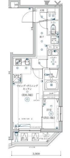 SQUARE CITY NAKAMAGOME (スクエアシティ中馬込) 307 間取り図