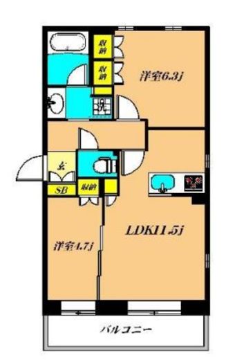 フレンシア洗足池 411 間取り図
