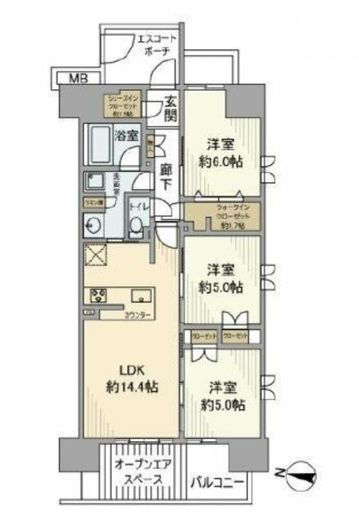 ヴェレーナ綾瀬 15階 間取り図