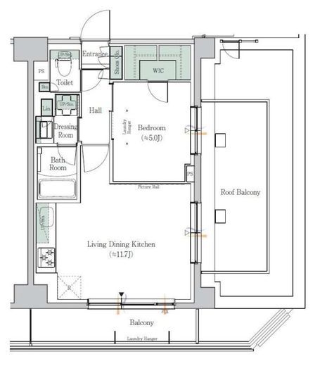 ONE ROOF RESIDENCE SHIN OKACHIMACHI (ワンルーフレジデンス新御徒町) 1202 間取り図
