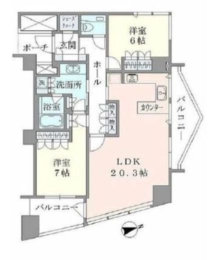 品川Vタワー タワー棟 32階 間取り図