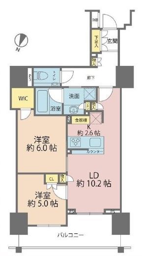 ザ・パークハウス市ヶ谷 5階 間取り図