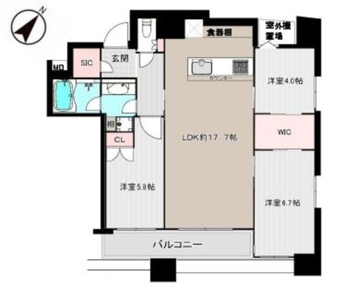 アスコットパーク勝どき 6階 間取り図