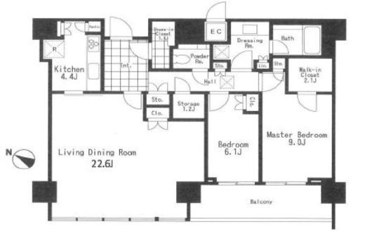 THE ROPPONGI TOKYO CLUB RESIDENCE 37階 間取り図