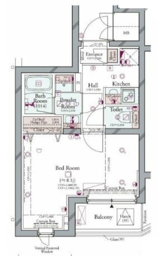 コンシェリア中野弥生町THE RESIDENCE 2F1 間取り図
