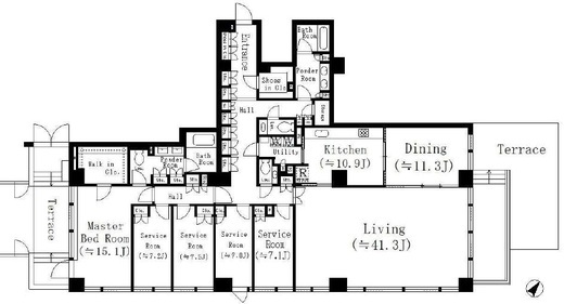 レジディア市谷砂土原 S102 間取り図
