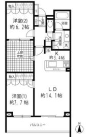 リベルテ等々力 102 間取り図