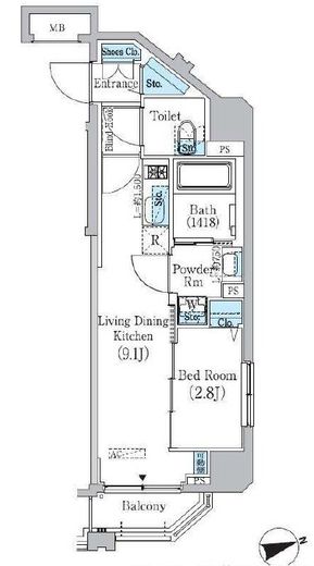 プライムブリス東中野駅前 301 間取り図