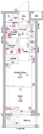 PREMIUM CUBE 中野富士見町 (プレミアムキューブ中野富士見町) 4階 間取り図