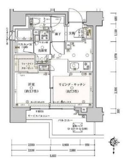クリオラベルヴィ武蔵小杉グレイス 7階 間取り図