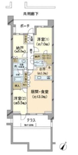 プラウド美しが丘 1階 間取り図