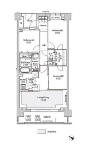 ソアラノーム荻窪天沼 1階 間取り図