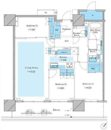 ブランズタワー豊洲 21階 間取り図