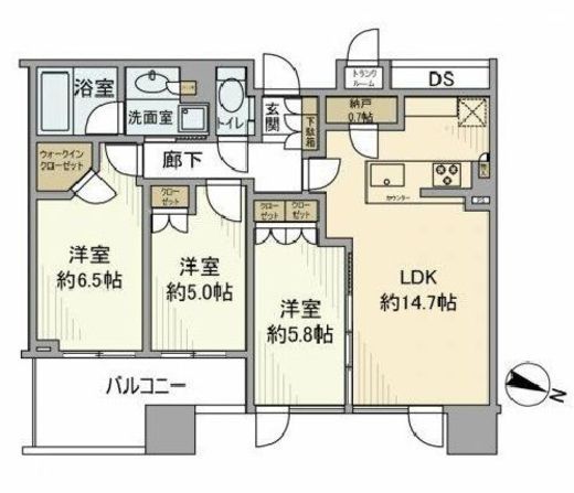 シティタワー大井町 18階 間取り図