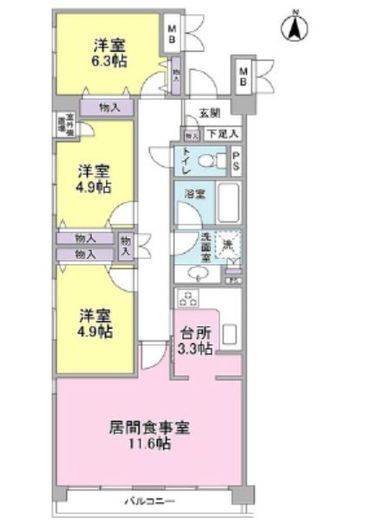 デュエット北千住クレア 4階 間取り図