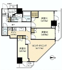 パークハウス清澄白河タワー 11階 間取り図