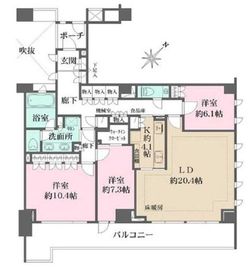 パークハウス諏訪山プレゼンス 3階 間取り図