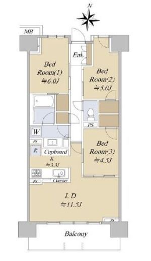 パークホームズ板橋蓮根二番街 4階 間取り図