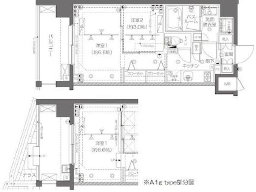ZOOM新宿西落合 4階 間取り図