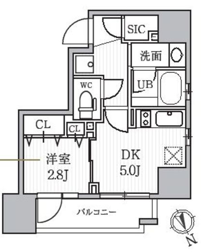 シーズンフラッツ蔵前パークフロント 801 間取り図