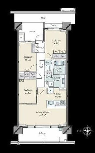 プラウド駒場 8階 間取り図
