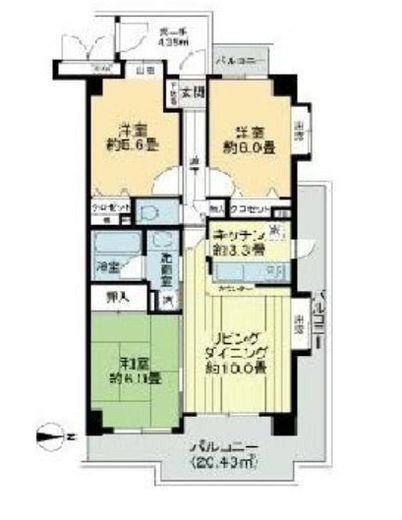 ライオンズマンション門前仲町古石場 3階 間取り図
