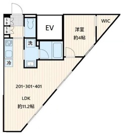 Fullea不動前 (フレア不動前) 401 間取り図