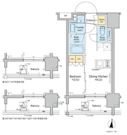 プラウドフラット亀戸ステーションプレイス 307 間取り図
