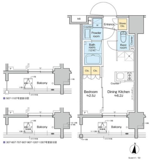 プラウドフラット亀戸ステーションプレイス 607 間取り図