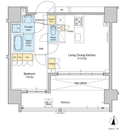 プラウドフラット亀戸ステーションプレイス 1407 間取り図