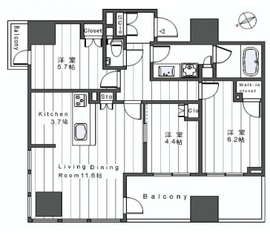 インプレストタワー芝浦エアレジデンス 21階 間取り図