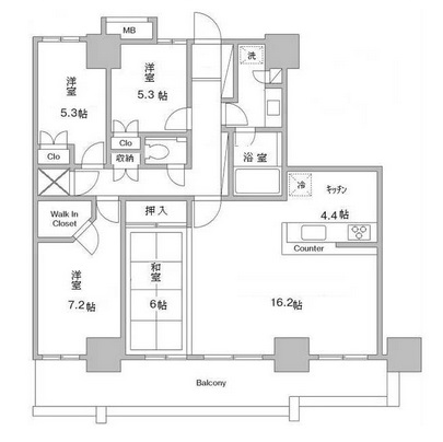 ビーコンタワーレジデンス 3階 間取り図