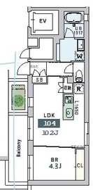 グランデュオ中野6 (GranDuo Nakano6) 104 間取り図