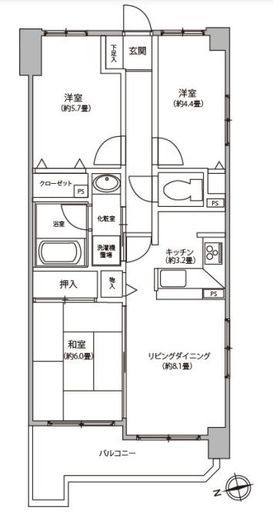 ライオンズマンション大鳥居第2 11階 間取り図
