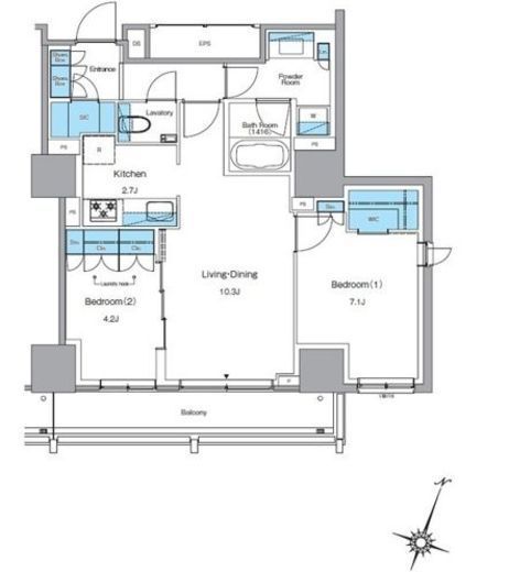 ルフォンプログレ渋谷ヒルトップ 1504 間取り図
