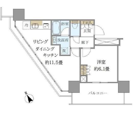 ブリリアタワー浜離宮 15階 間取り図