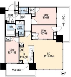プラウドタワー小岩ファースト 6階 間取り図