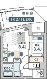 グランデュオ中目黒4 (GranDuo Nakameguro4) 102 間取り図