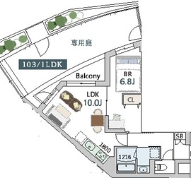 グランデュオ中目黒4 (GranDuo Nakameguro4) 103 間取り図