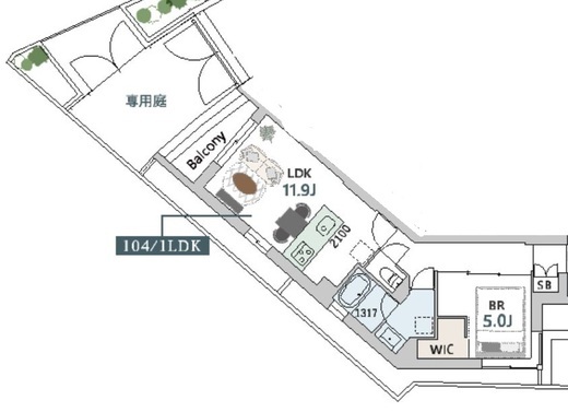 グランデュオ中目黒4 (GranDuo Nakameguro4) 104 間取り図