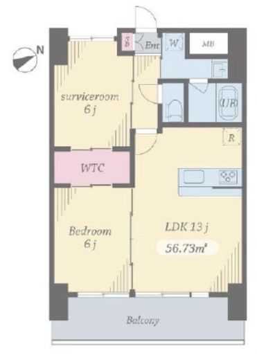 プライムコート立川 1407 間取り図