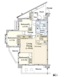 ハートビートベース横濱根岸 5階 間取り図