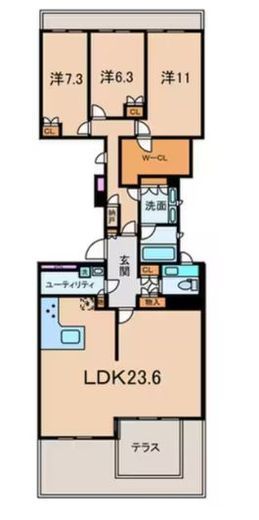 世田谷野毛レジデンス 104 間取り図