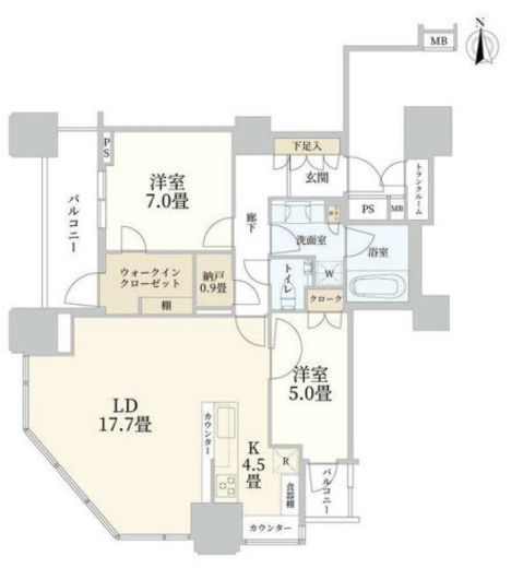 パークシティ大崎 ザ タワー 28階 間取り図