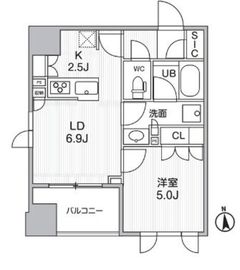 シーズンフラッツ新御徒町 303 間取り図