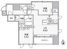 シーズンフラッツ新御徒町 206 間取り図