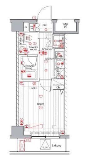 プレミアムキューブ広尾 202 間取り図