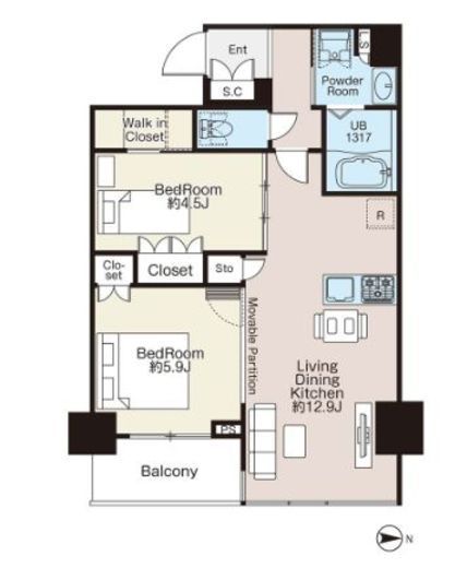 ライオンズフォーシア蔵前オアシス 1104 間取り図