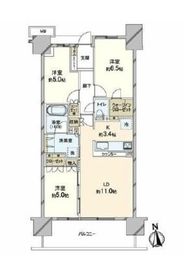 オーベルグランディオ品川勝島 4階 間取り図